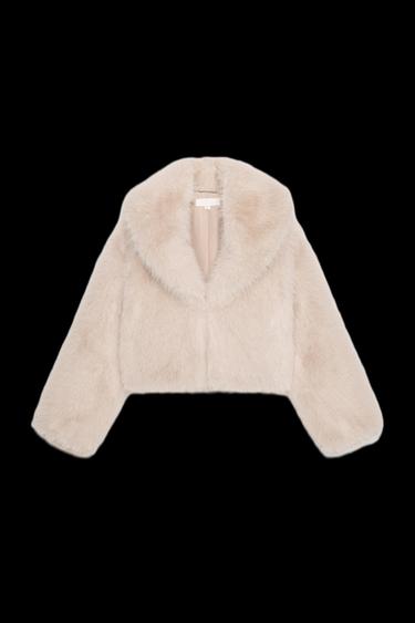 FAUX FUR COLLARED JACKET - Ecru by Zara - Image 0