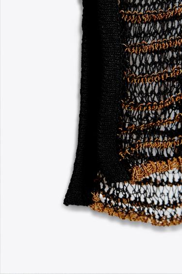 ROBE EN MAILLE OUVERTE - NOIR/ORANGE de Zara - Image 8