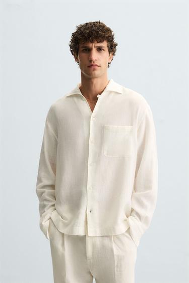 თავისუფალი სტილის პერანგი REGULAR FIT - Zara-ს Oyster-white