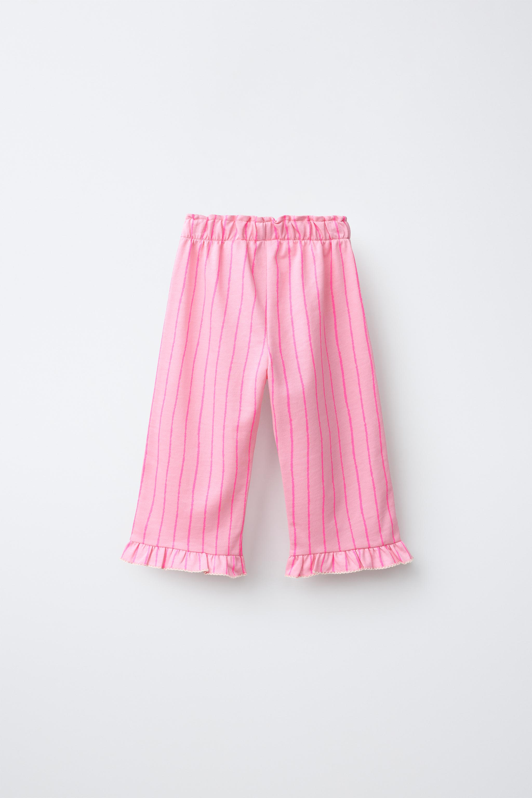 CONTRASTING STRIPE PANTS — Chalk pink