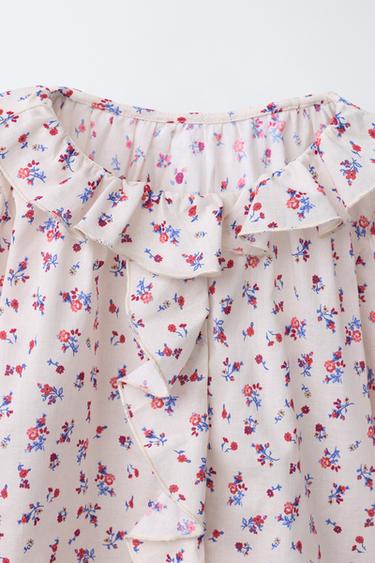 FLORAL SHIRT WITH RUFFLE TRIM - Ecru / Red by Zara - Image 2