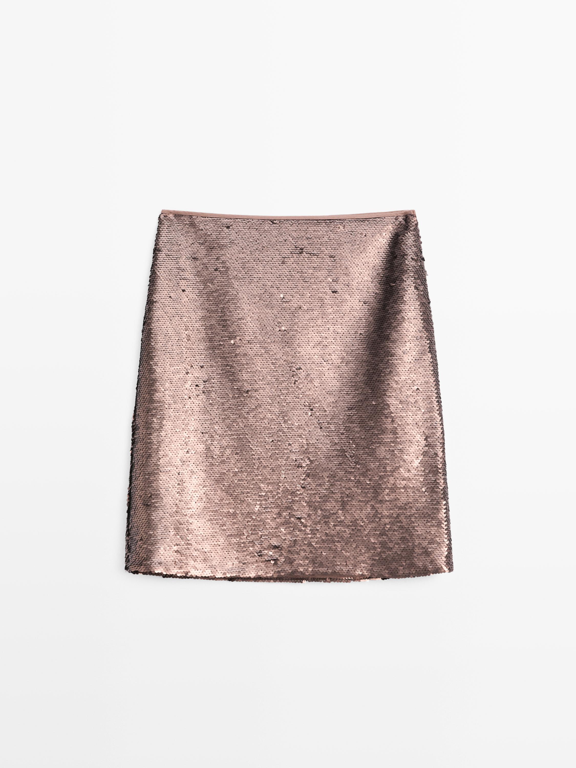 Short matte sequinned skirt