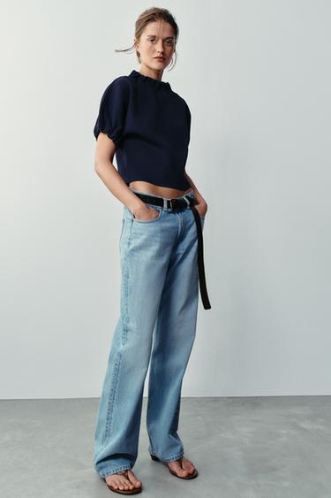 توب محبوك بكشكشة - بحري الخاص بـ Zara