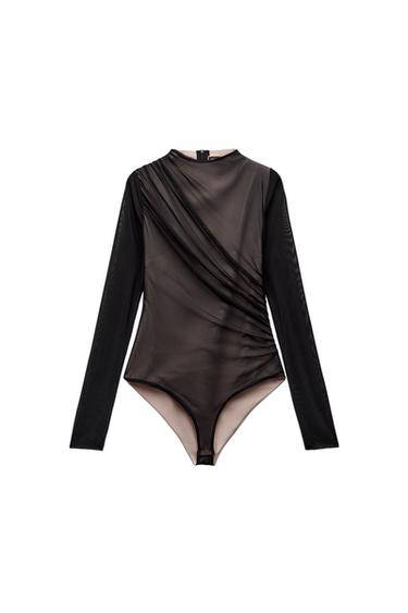 DRAPED TULLE BODYSUIT