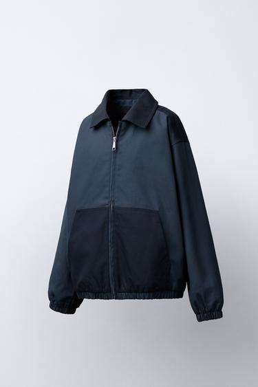 COLOUR BLOCK TWILL JACKET - Blue by Zara - Image 1