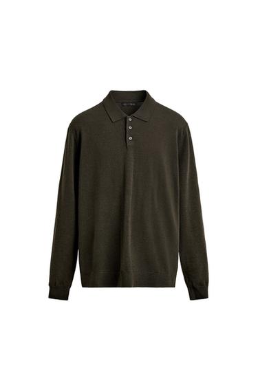 POLO PUNTO LANA - Khaki oscuro de Zara