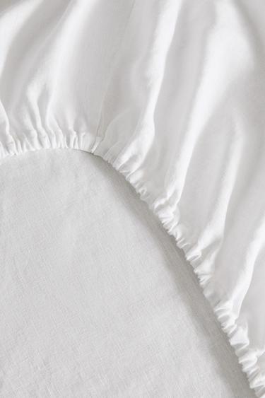 LINEN FITTED SHEET | 30 CM HIGH (235 GXM²) - White by Zara - Image 3