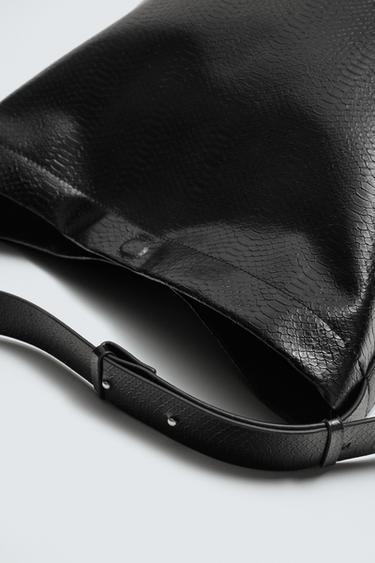 EMBOSSED TOTE BAG - Black by Zara - Image 4