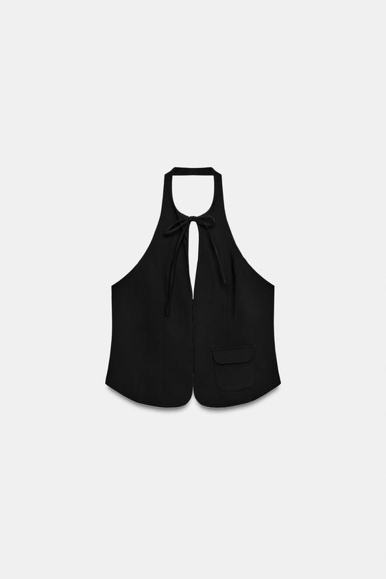 HALTER TOP WITH TIES - Black by Zara - Image 0