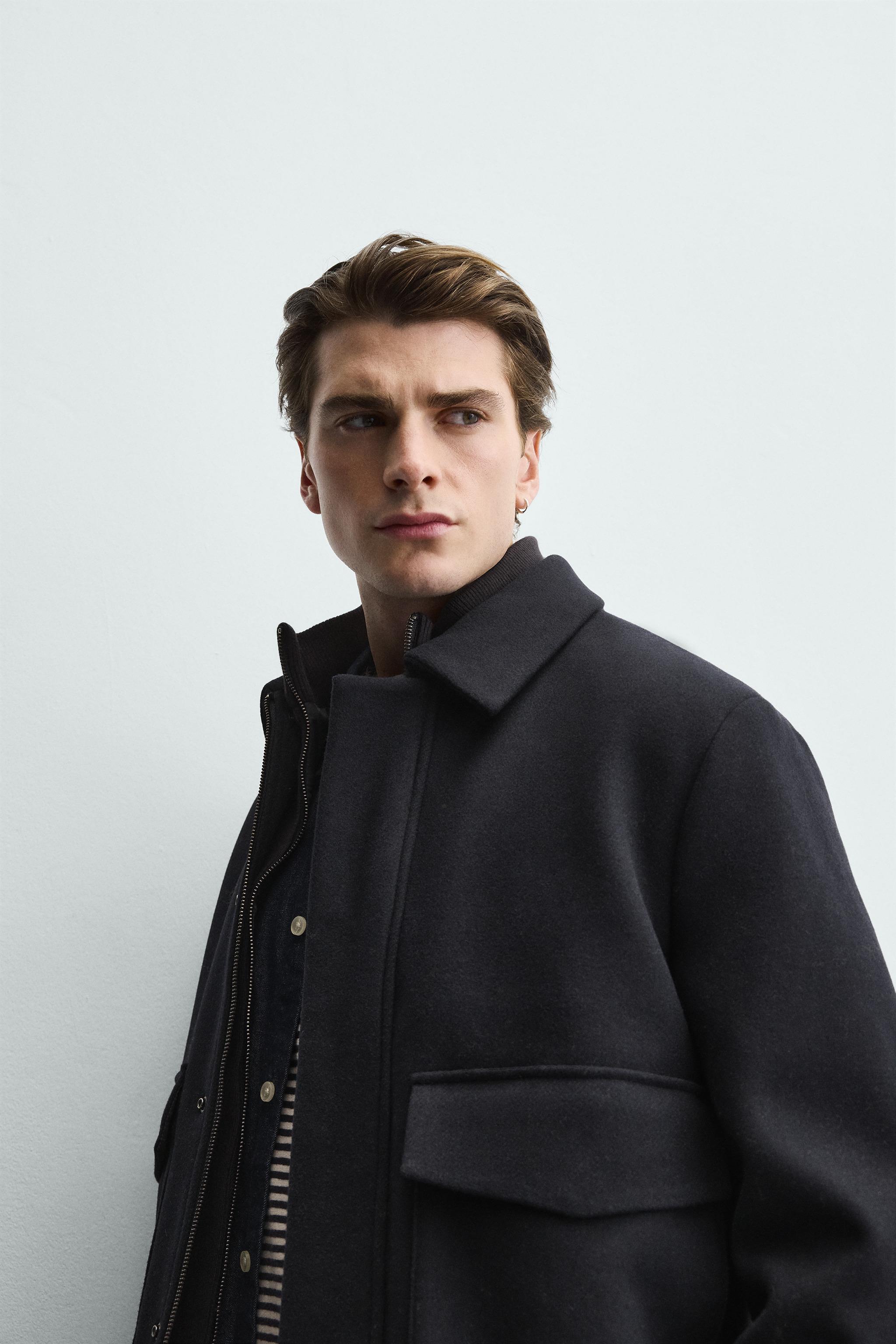取り外し可能なニットカラー付きジャケット - ネイビーブルー | ZARA