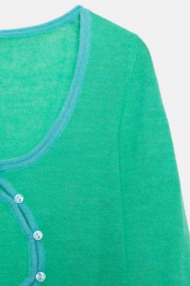 ASYMMETRIC FASTENING CARDIGAN - Green / Blue by Zara - Image 5