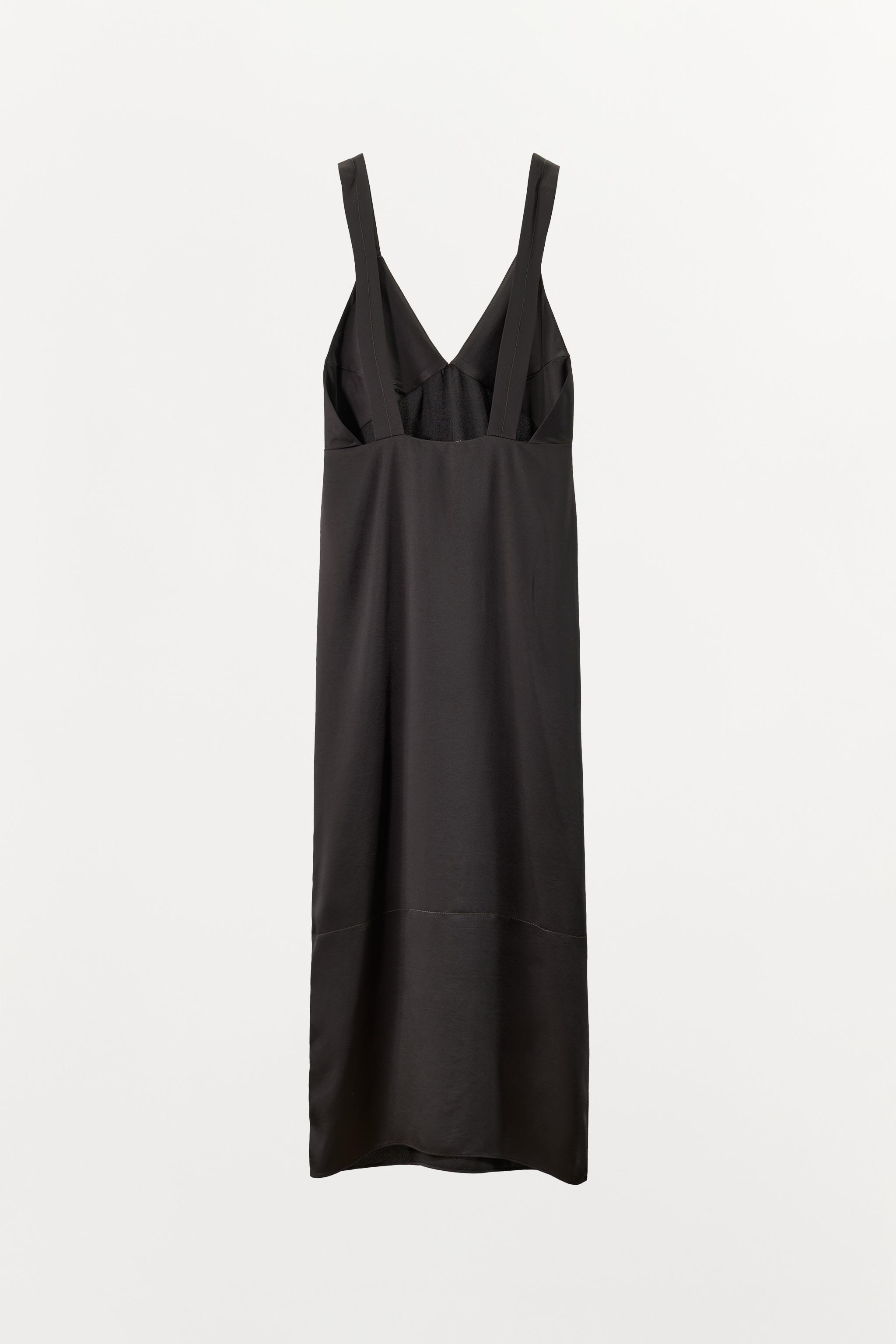 CONTRAST SEAM SATIN EFFECT DRESS