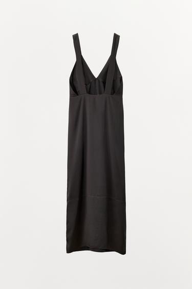 CONTRAST SEAM SATIN DRESS - Brown by Zara - Image 5