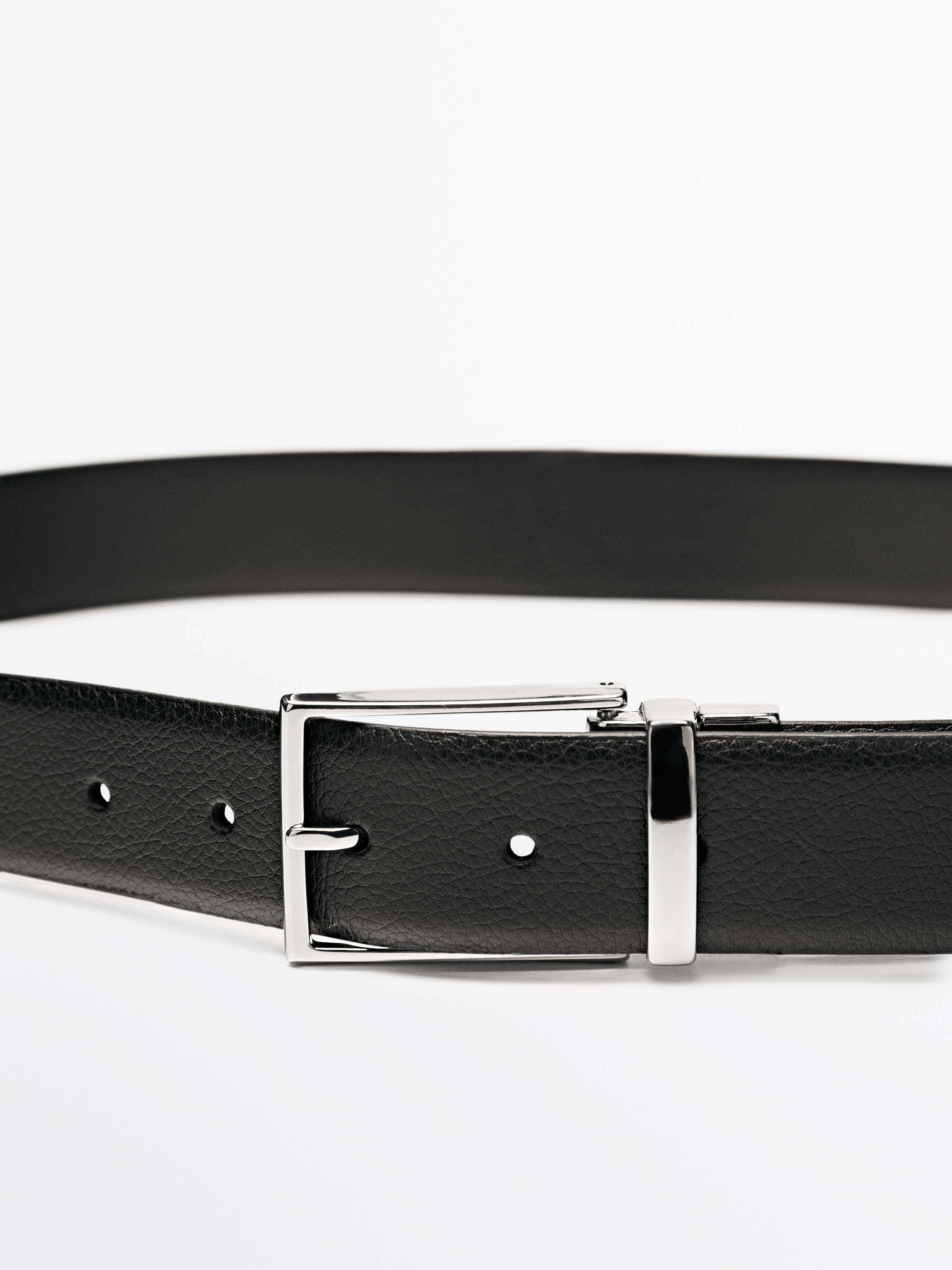Reversible nappa leather belt — Black
