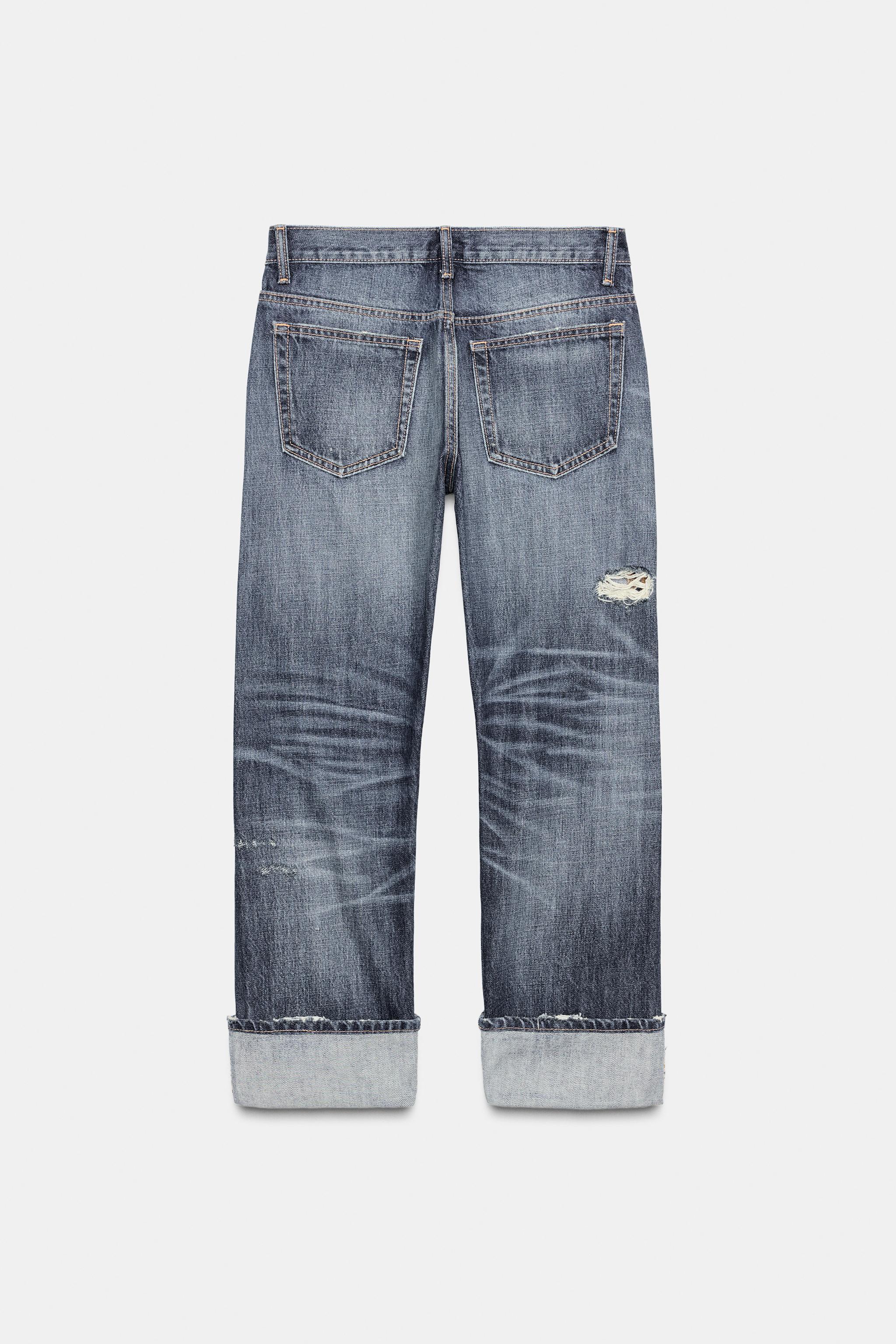 TRF MID-RISE RIPPED STRAIGHT JEANS