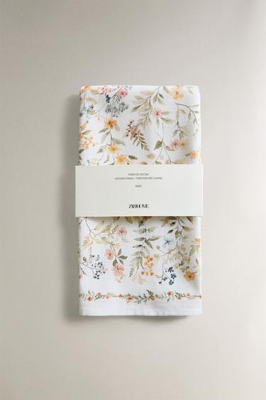 PACK OF FLORAL PRINT TEA TOWEL (PACK OF 2) - Greenish by Zara - Image 4