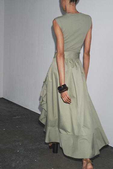 CONTRAST BELTED DRESS - Khaki by Zara - Image 2