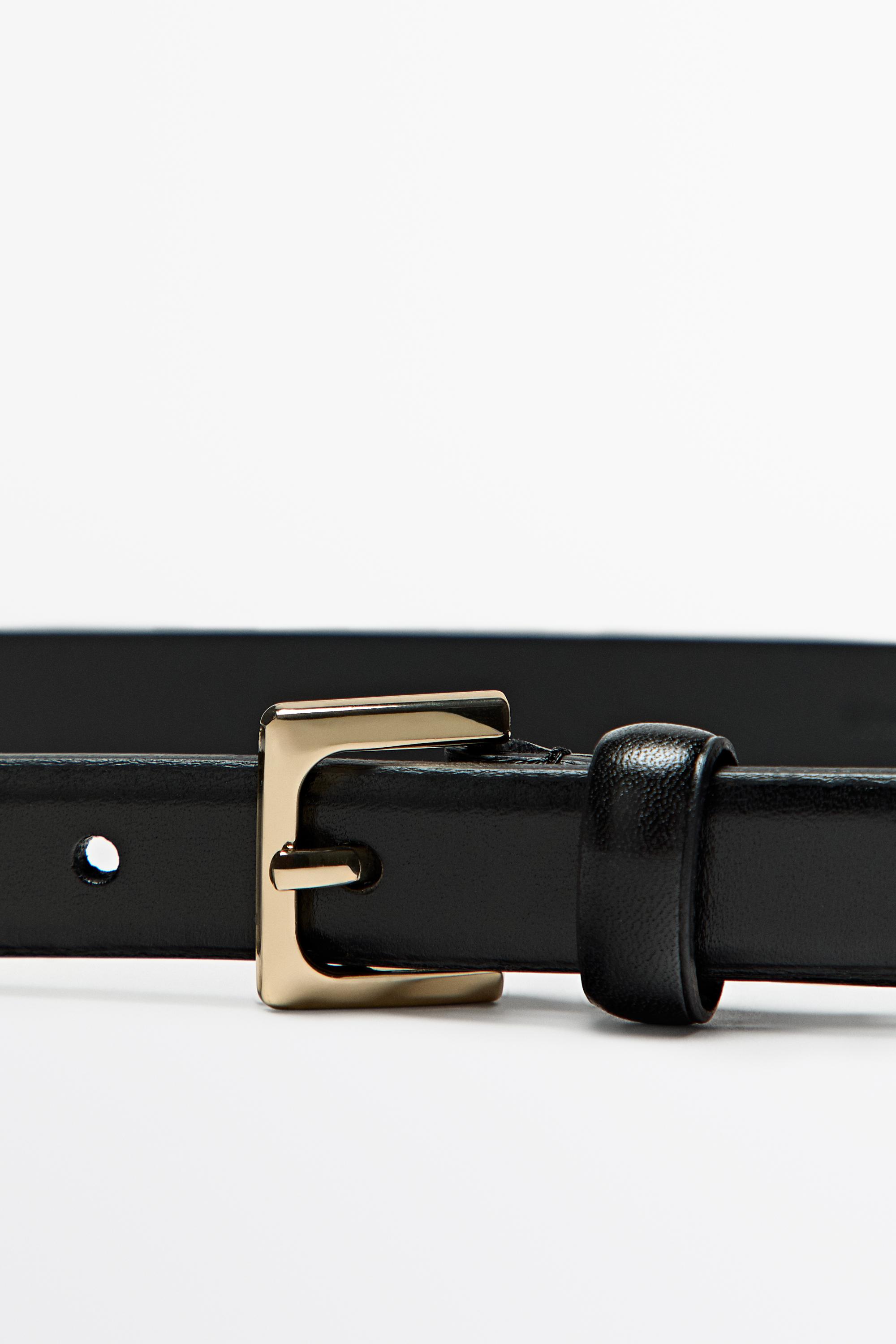 Nappa leather belt with square buckle