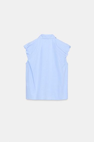 CHEMISE À MANCHES BOUFFANTES - Bleu / Blanc de Zara - Image 5