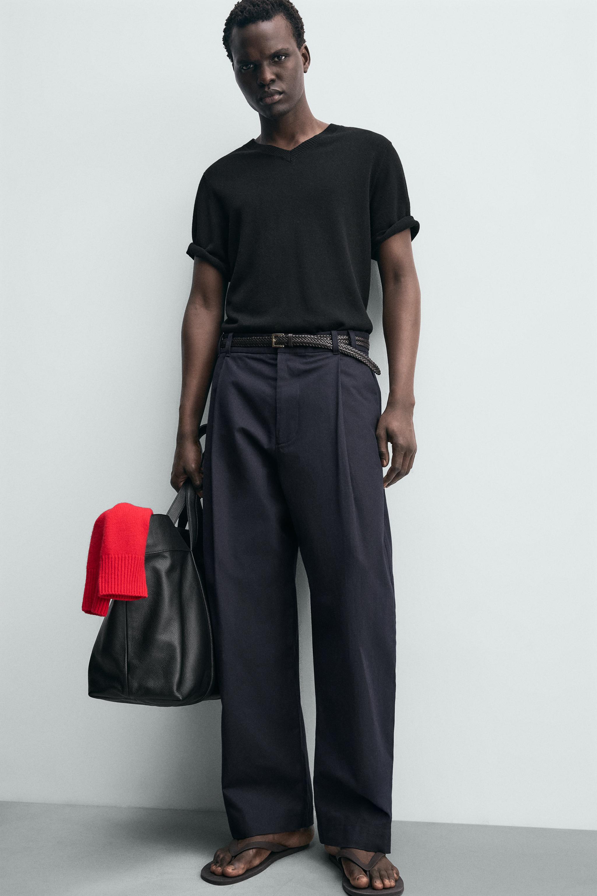 PANTALON STRUCTURÉ EN COTON ET LIN