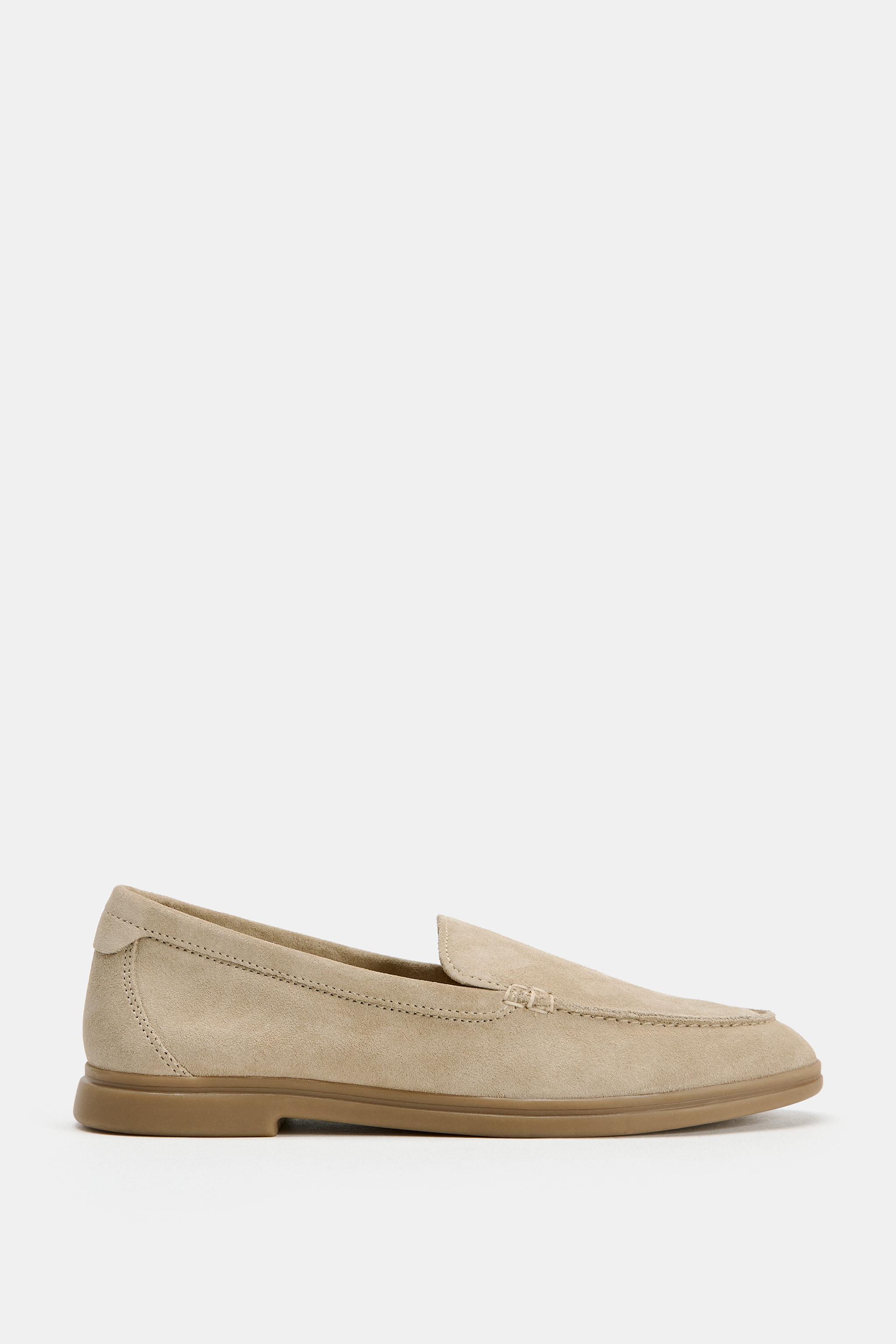 SPLIT SUEDE FLAT LOAFERS