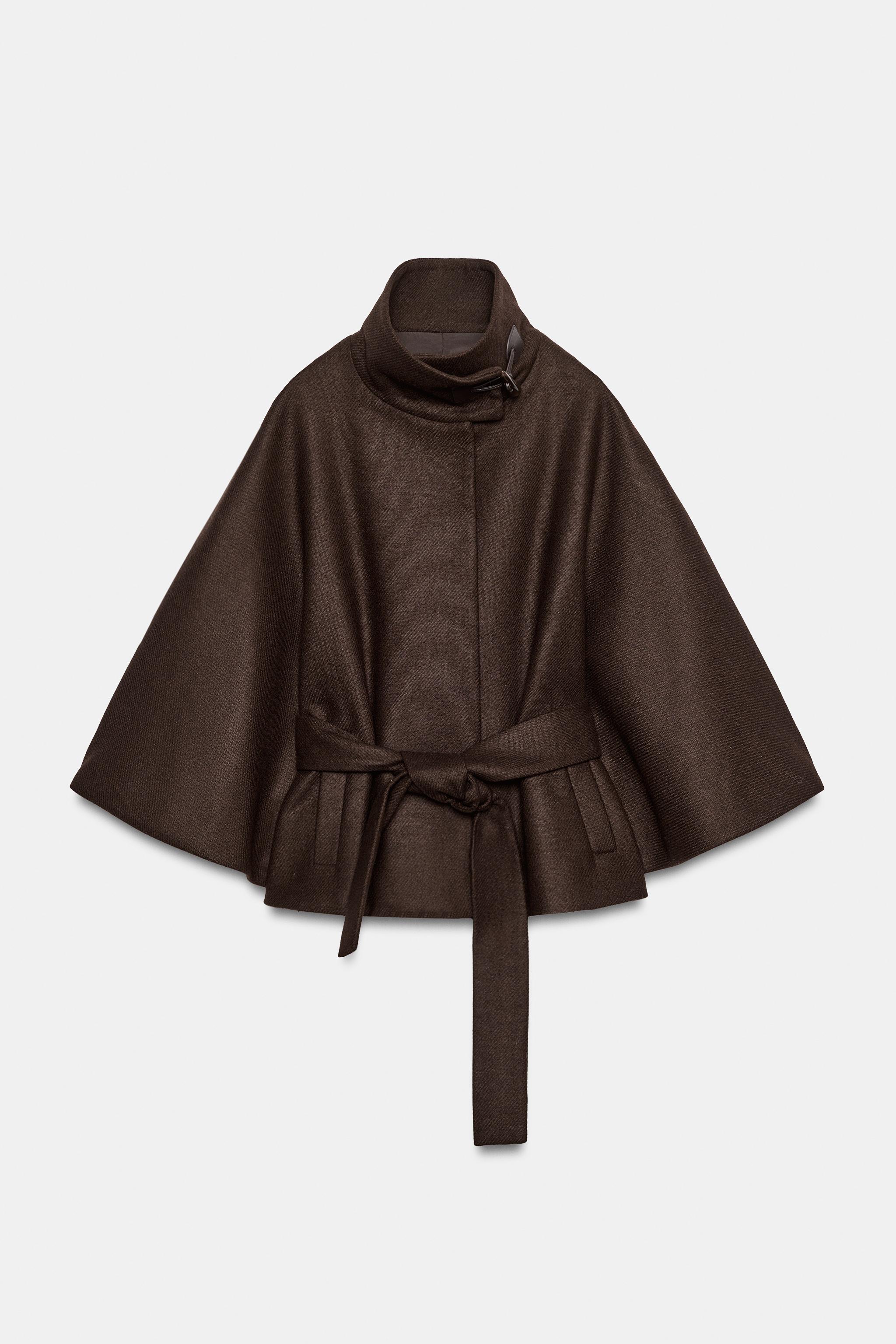 MANTEAU CAPE AVEC LAINE CEINTURE