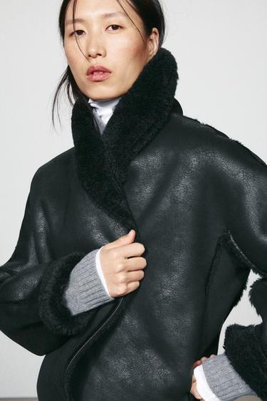 КУРТКА ИЗ ИСКУССТВЕННОГО МЕХА — ZW COLLECTION — ЧЕРНЫЙ от Zara