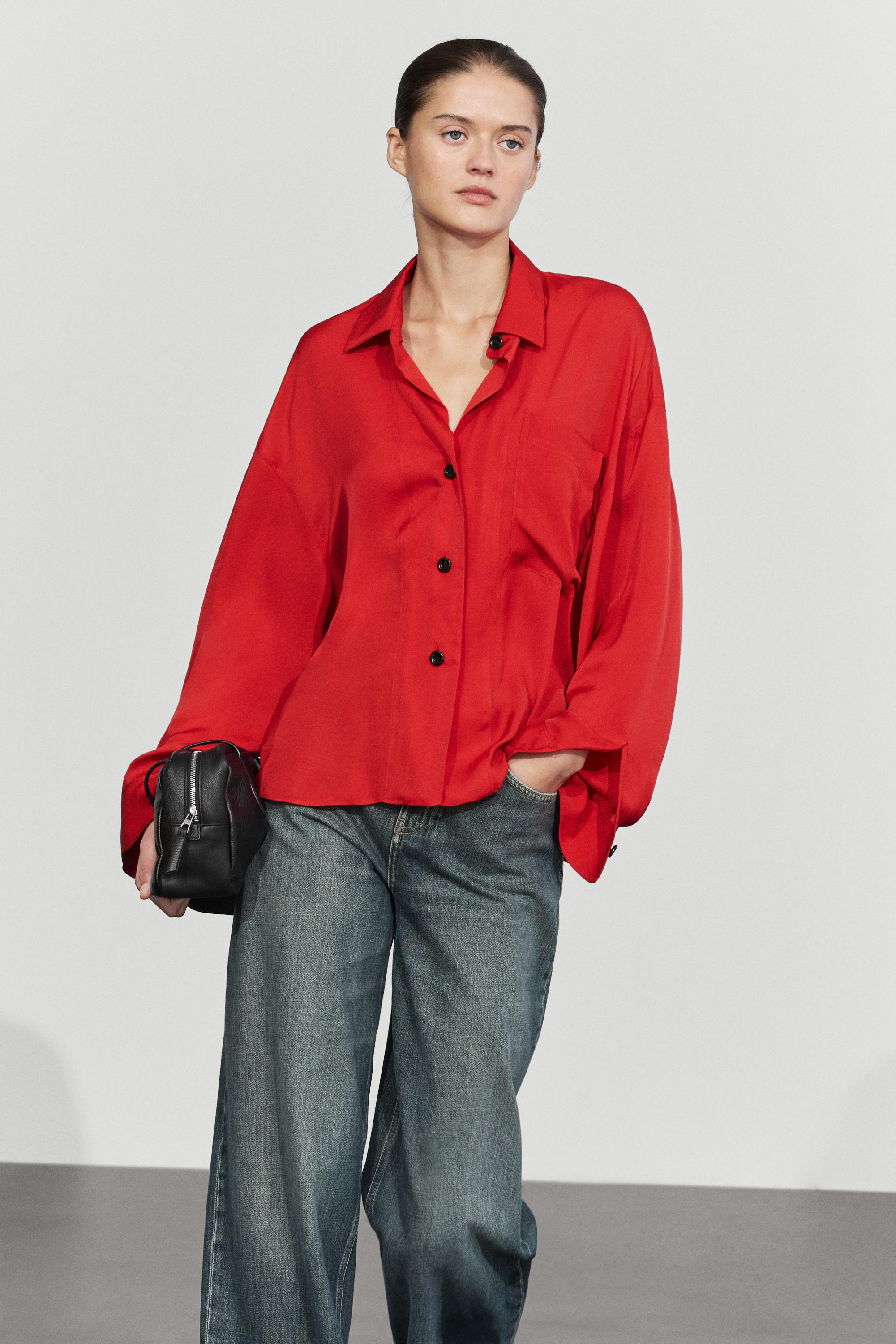 Chemise fluide oversize avec poche poitrine