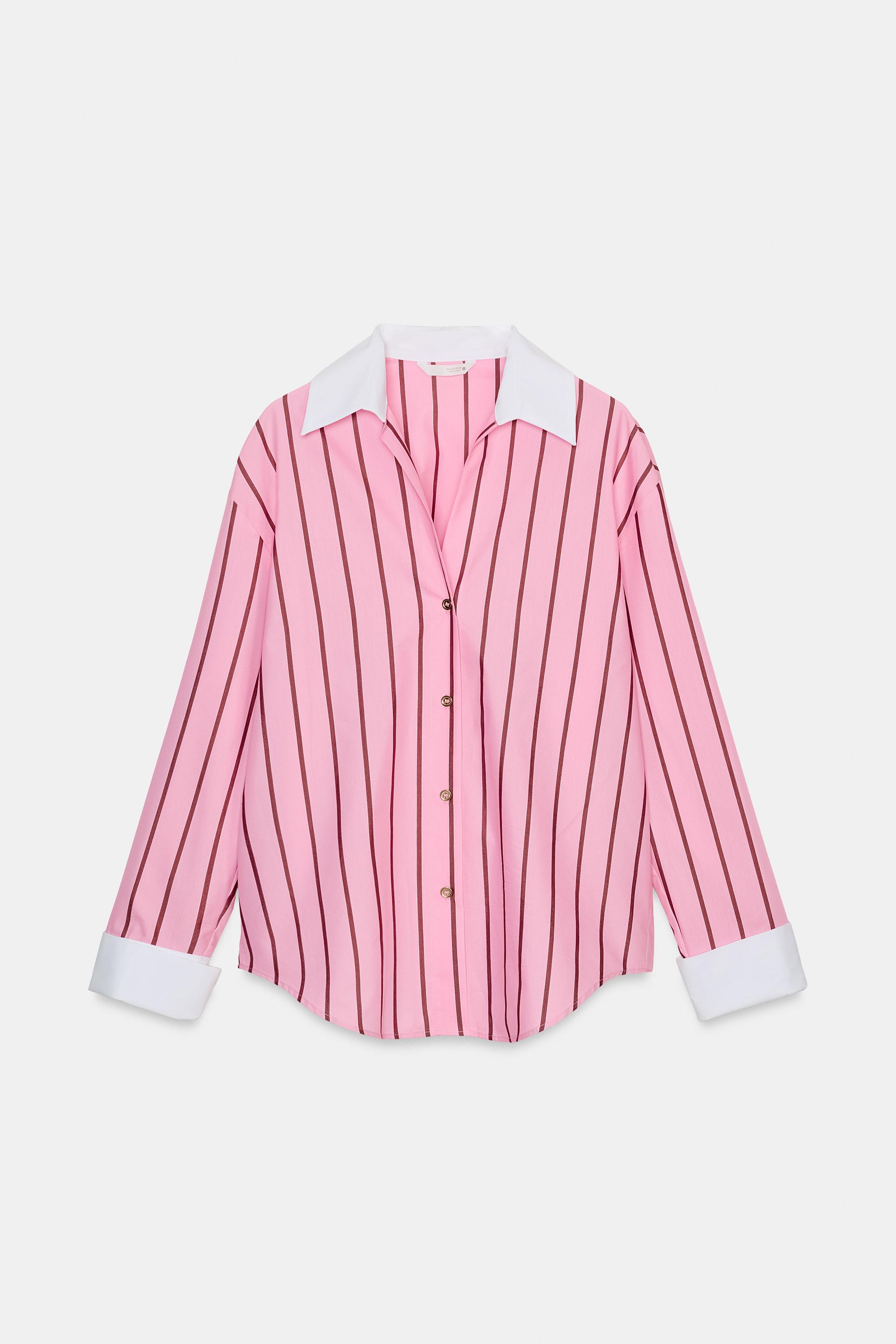 OVERSIZED STRIPED SHIRT WITH CONTRAST CUFFS