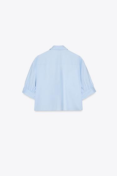 POPLIN SHIRT WITH TIES - Light blue by Zara - Image 7