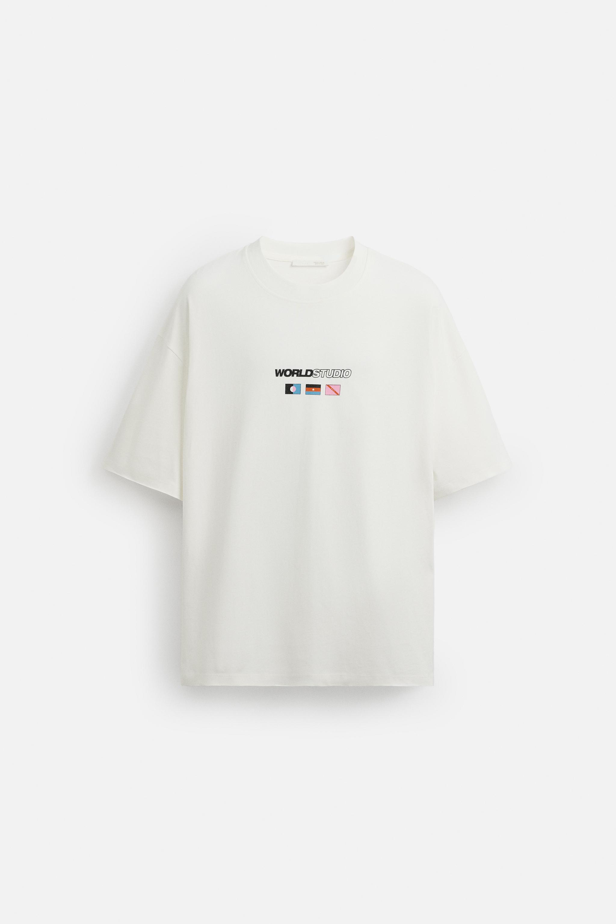 ［ZARA］フラッグプリントＴシャツ フラッグプリントTシャツ - オフホワイト | ZARA Japan / 日本