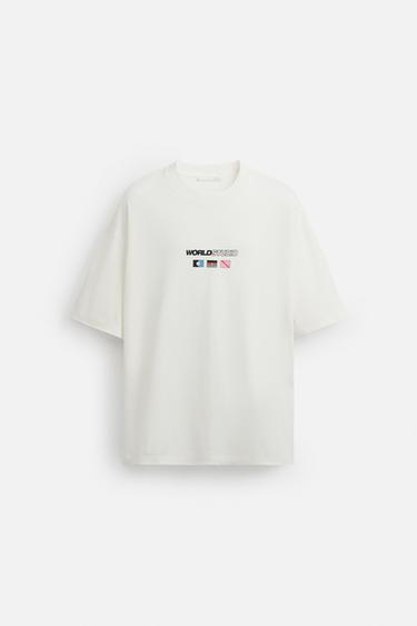 MAGLIETTA STAMPA BANDIERE - Bianco sporco di Zara
