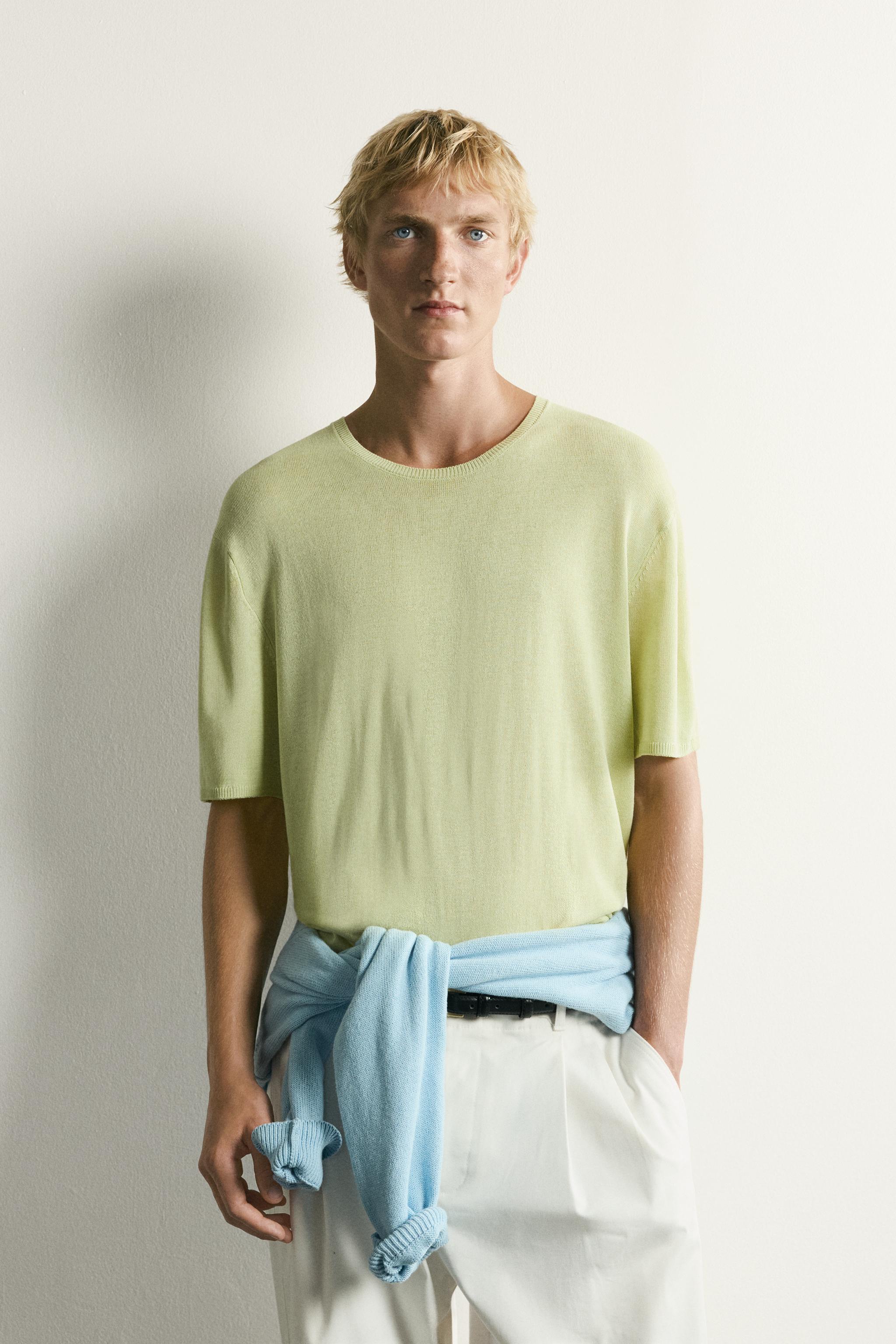 Мужские футболки Zara RELAXED FIT LIGHTWEIGHT KNIT T-SHIRT — фото 2