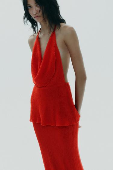 TOP TEXTURA CAPA MULTIPOSICIÓN - Rojo fuerte de Zara