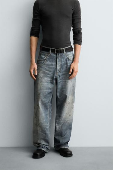 JEAN BAGGY FIT IMPRIMÉ - Bleu roi de Zara - Image 1