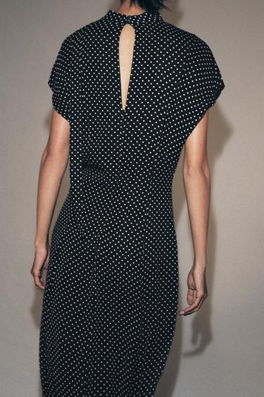 ZW COLLECTION POLKA DOT MIDI DRESS - Black / White by Zara - Image 2