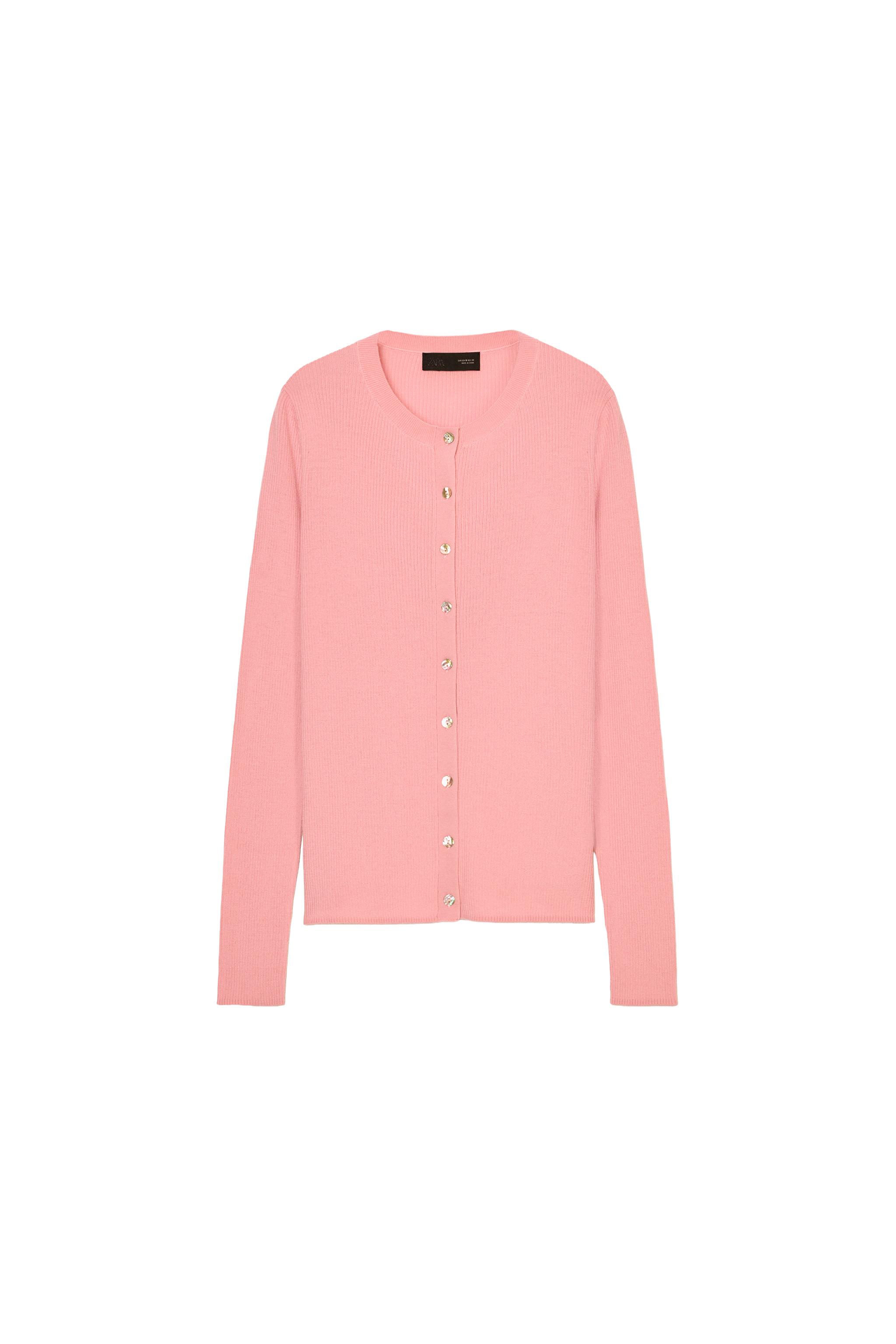 100%ウールリブカーディガン - ピンク | ZARA Japan / 日本