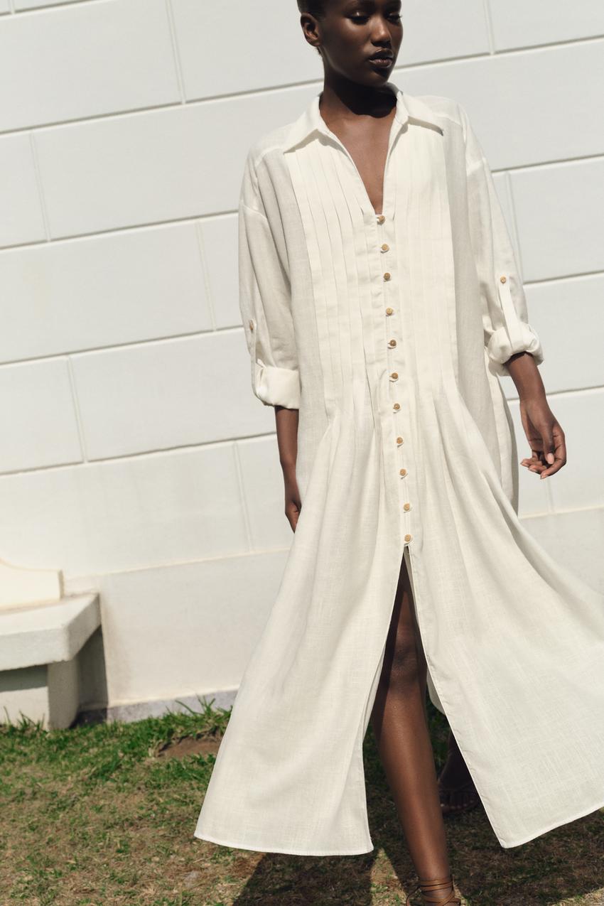 Poplin Zara Linen Shirt Dress Zara Green Linen Blend Shirt Dress With Pockets Size M Poplin Zara Linen Shirt Dress Zara Green Linen Blend Shirt Dress With Pockets Size M