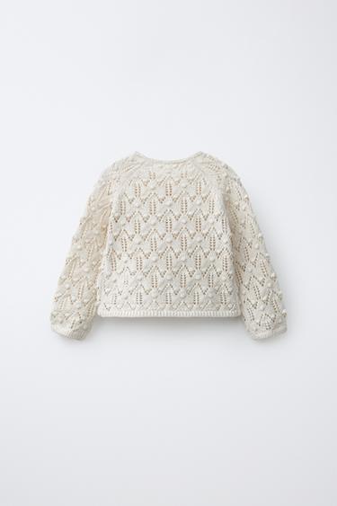 GILET EN MAILLE AVEC LIN - Beige clair de Zara - Image 1