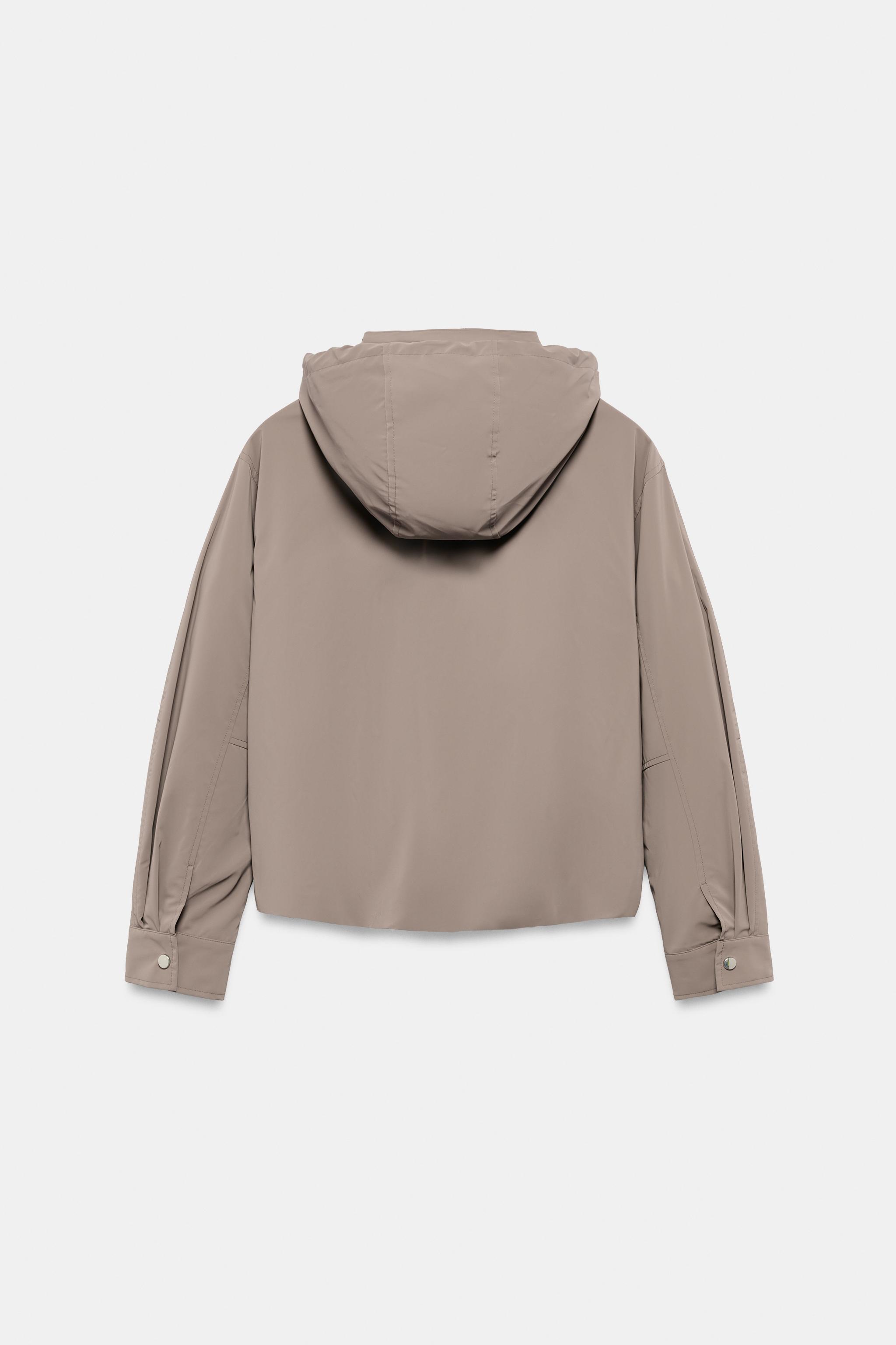 RUBBERISED HOODED JACKET — Mink