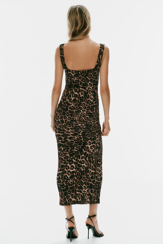 ROBE MI-LONGUE TEXTURÉE À IMPRIMÉ ANIMALIER - Leopard de Zara - Image 4