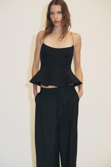 STRETCH PEPLUM TOP - Black by Zara