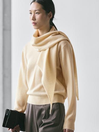 Zara Knit sweater with scarf detail - Ecru