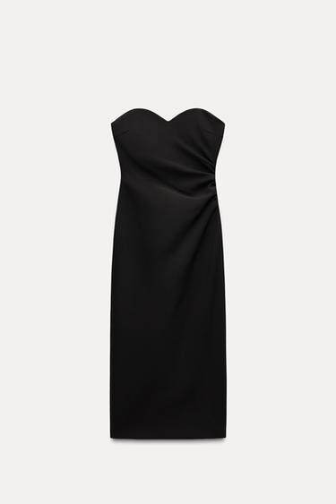 VESTIDO MIDI ESCOTE CORAZÓN - Negro de Zara