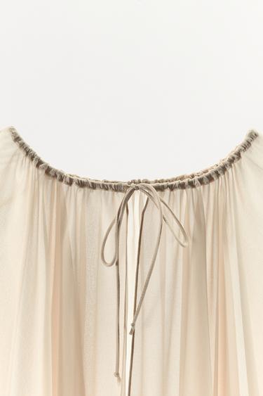 RUFFLED CAPE - Oyster-white by Zara - Image 13