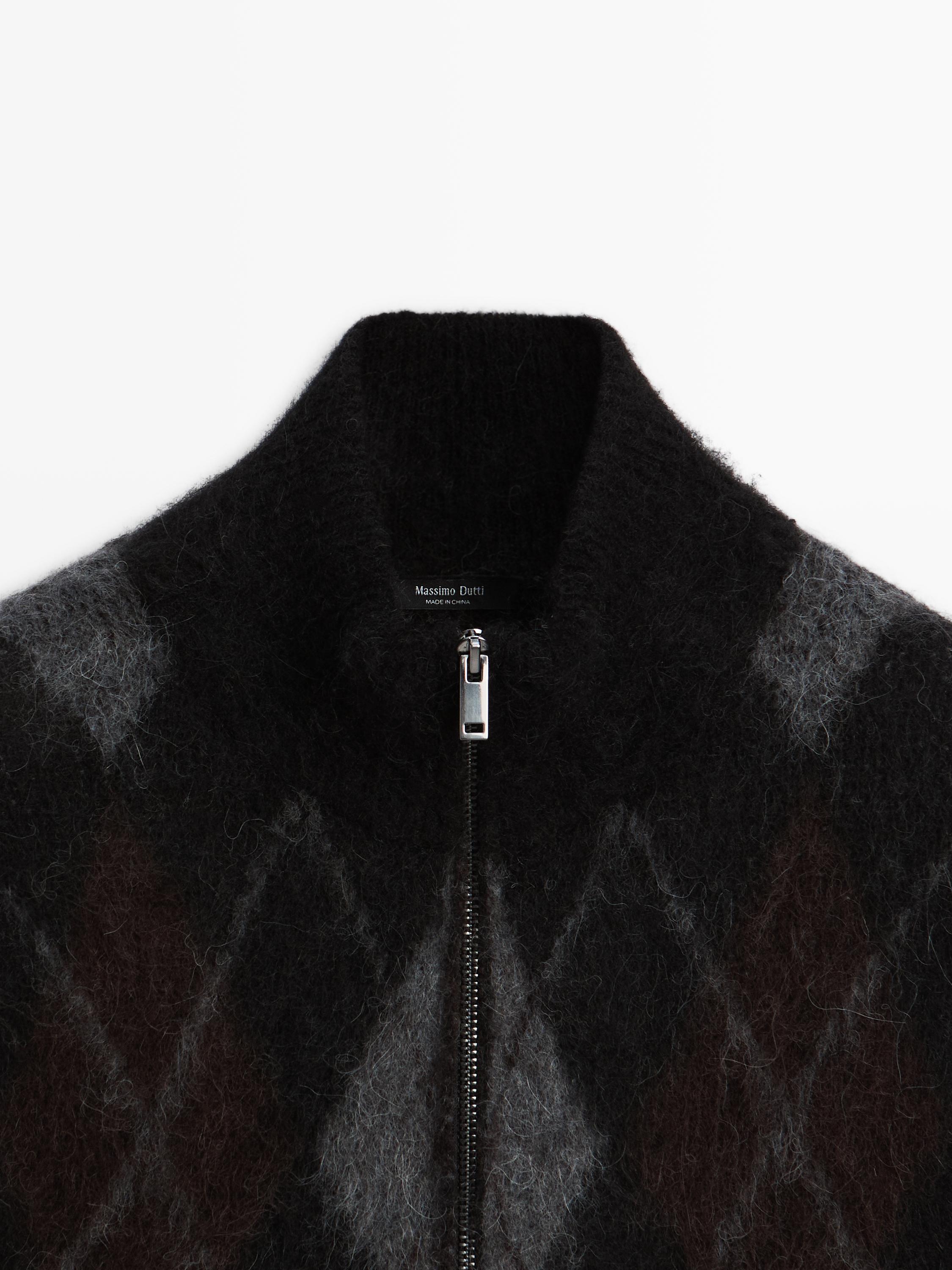 Cardigan à losanges en laine d’alpaga