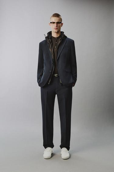 Zara NON-IRON TECHNICAL SUIT PANTS - Navy blue