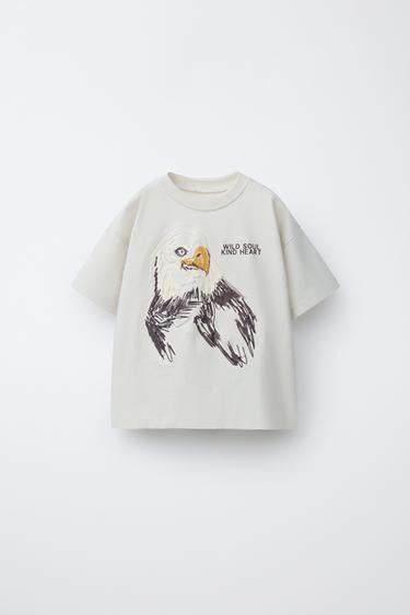 T-SHIRT ANIMAL EN RELIEF - Gris perle de Zara