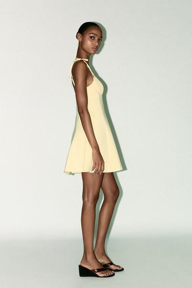 ROBE COURTE AVEC NŒUDS - Jaune clair de Zara - Image 2