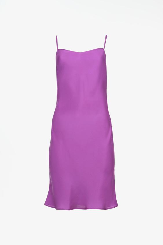 Zara LIMITED EDITION 100% SILK SLIP DRESS - Purple - Image 0